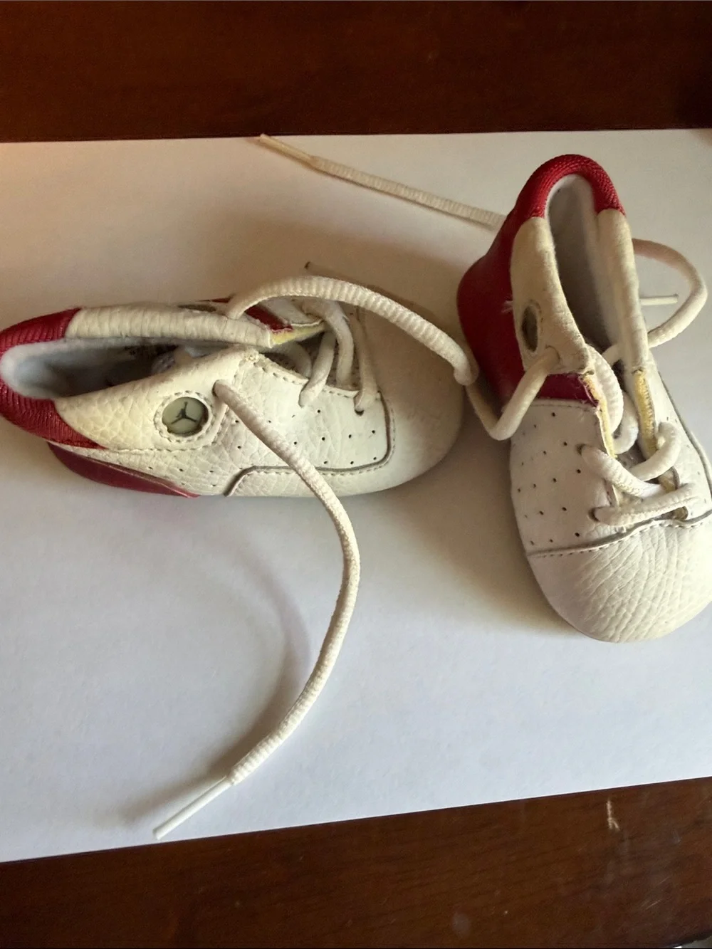 Jordan White and Red Baby Lace-Up Sneakers